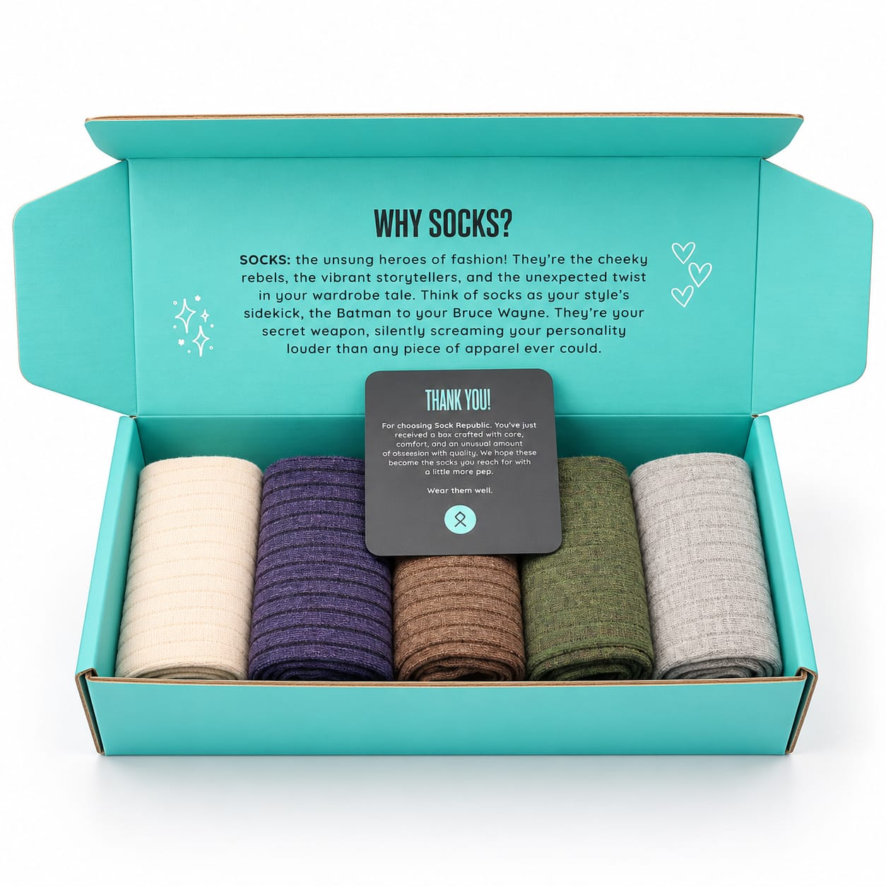 premium multicolored ribbed socks box